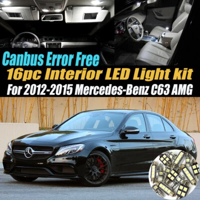 Kit de luces LED interiores blancas sin errores de 16 piezas para Mercedes-Benz C 63AMG 2012-2015 Foto 1 de 4