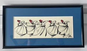 Whirling Dervish Dance Sofi Turkish Artwork Arabic Muslim Matted Framed Wall Art - Picture 1 of 6
