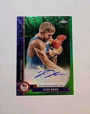 Kyle Dake 2024 Topps Chrome Olympics Auto Green Refractor 94/99 USA Wrestling - Image 1 of 2