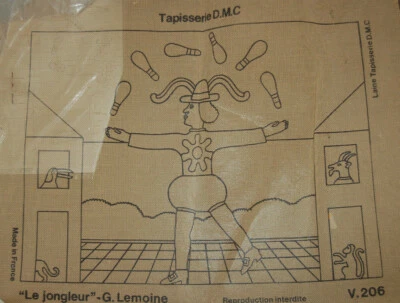  TAPISSERIE CANEVAS DMC "Le Jongleur " par G.Lemoine 52 cm / 37,7 cm - Photo 1/4