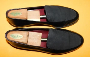 BARNEYS NEW YORK BLACK MADE IN ITALY LEATHER/CANVAS SLIP ON LOAFERS SIZE 10M. - Picture 1 of 8