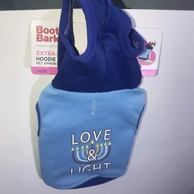 Hanukkah Pet Hoodie XS – Blue Boots & Barkley Dog/Cat Sweater – New - Image 1 of 4