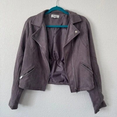 Vintage Charlotte Russe Purple Suede Moto Jacket Womens Size Large EUC - Image 1 of 4