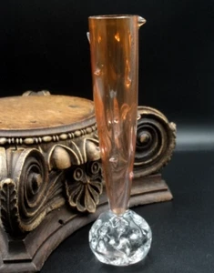 Antique Victorian Bohemian Orange to Pink THORN Paperweight Art Glass Vase - Picture 1 of 17