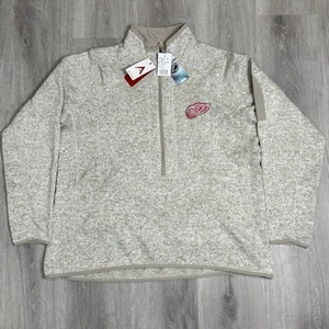Detroit Red Wings Antigua Half Zip Sweatshirt Damen XL Beige Oatmeal Team Logo - Bild 1 von 10