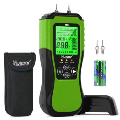 HUEPAR Digital Wood Moisture Meter Pin Water Leak Detector Firewood Moisture