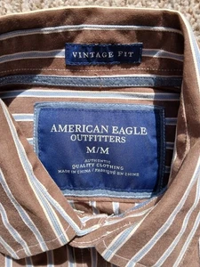 American Eagle Outfitters Langarmhemd mit Knopfleiste braun blau gestreift Medium - Bild 1 von 5