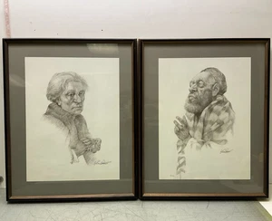 Lot of Two Framed La Thayne D. Peterson Signed Portrait Prints - Picture 1 of 4