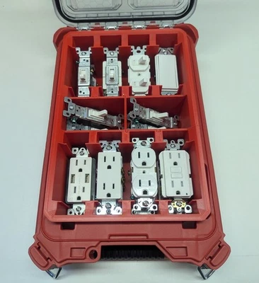 Receptacle/Switch Insert Set for Milwaukee Packout Standard Depth Organizer - Image 1 of 4