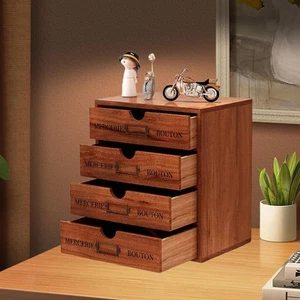 Organisateur de bureau avec 4 tiroirs armoire de rangement de bureau vintage - Picture 1 of 6