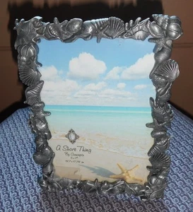 New shell metal picture frame 5" x 7" opening/outer size  height 6.25" /length 8 - Picture 1 of 15