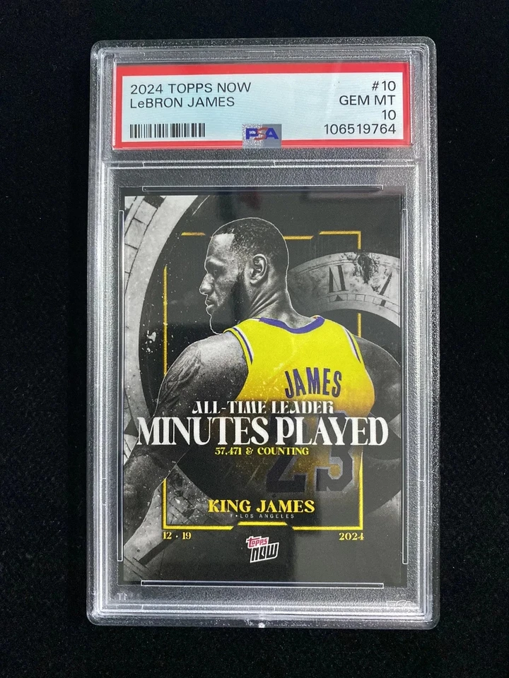 2024 Topps Now All-time Most Minutes Played Lebron James #10 Lakers PSA 10 - Image 1 of 2
