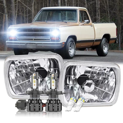 Par de faros LED cromados haz alto-bajo para Dodge D150 D250 D350 5x7" 7x6" Foto 1 de 4
