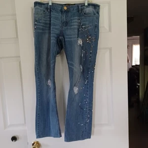 ABS Allen Schwartz Luxury Collection Studded Straight Leg Jeans Size 32 - Picture 1 of 8
