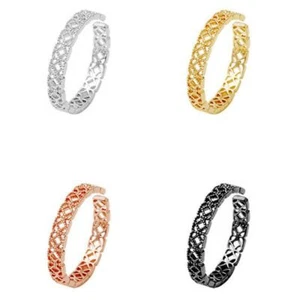 Women Girls Adjustable Ring Silver Plated Gold Black Jewellery Band Gift - Picture 1 of 3