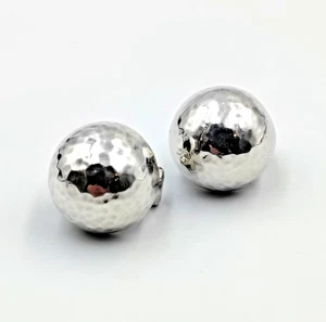 Ippolita Sterling Silver 925 Hammered Texture Ball/Dome Earrings Omega Back 17mm - Picture 1 of 13