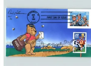 NICE! Hand painted WINNIE the POOH as Mailman, DUAL cancels, Sylvester & Tweety - Picture 1 of 1