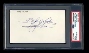 TONY OLIVA SIGNED INDEX CARD PSA/DNA AUTOGRAPHED HALL OF FAME MINNESOTA TWINS - Picture 1 of 2