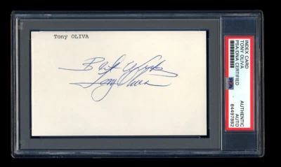TONY OLIVA SIGNED INDEX CARD PSA/DNA AUTOGRAPHED HALL OF FAME MINNESOTA TWINS - Image 1 of 2