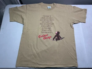 90s VTG Gildan Heavyweight Preshrunk Curious George Mens Shirt XL Beige Cotton - Picture 1 of 7