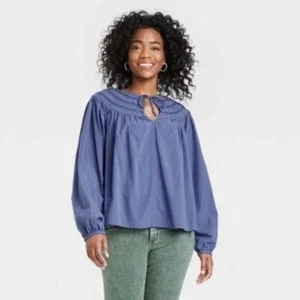 UNIVERSAL Thread blaue Bluse vorne zum Binden Medium neu mit Etikett - Bild 1 von 6