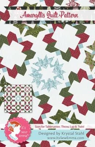 Quilt Pattern AMARYLLIS Moda IT'S SEW EMMA Fat Quarter Friendly PEPPERMINT BARK - Picture 1 of 4