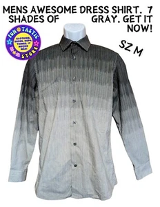 MENS DRESS SHIRT. APT 9 Brand. SLIM FIT LONG SLEEVE 7 GRAY STRIPES. Sz 15 32/33 - Picture 1 of 13