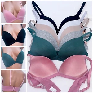 6 Women Full Coverage Light Padded No Wire Wireless Bralette Cotton Bra B C Cup - Picture 1 of 14