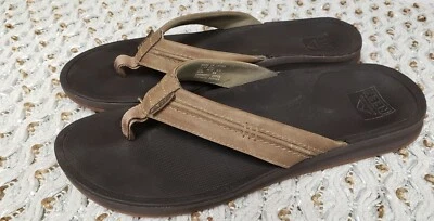 Reef Mens Thong Faux Leather Flip Flops Sandals Brown Size 13  - Image 1 of 4