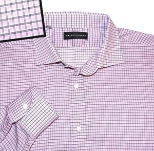 RALPH LAUREN MENS ITALIAN SHIRT 16.5"BLACK LABEL" PINK BLACK CHECK PLAID - Picture 1 of 6
