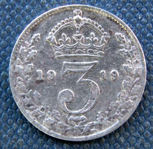 Great Britain,3 Three Pence 1919 silver coin, 0.925 - Picture 1 of 2