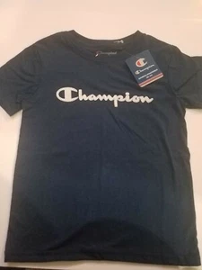 Champion Kids Short Sleeve T Shirt Size 6 Navy Shirt Logo Crewneck - Picture 1 of 2