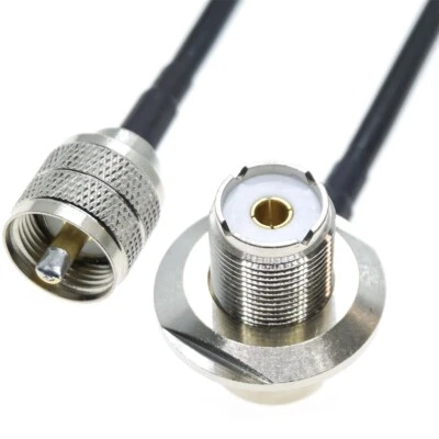 UHF male PL259 to UHF female SO239 Right Angle connector lot RF Coax Cable RG58 - Image 1 of 2