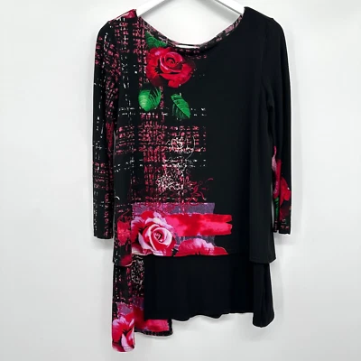 Camisa túnica Joseph Ribkoff talla 8 rosa elástica oscura romántica caprichosa Foto 1 de 4