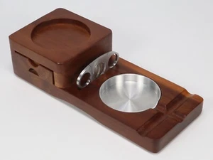 Cigar Ashtray, Solid Wood Caddy, Whiskey Glass Coaster w/Drawer & Cigar Cutter - Picture 1 of 5