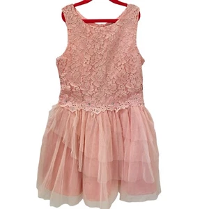Nanette Lepore Girls Dress Size L Pink Tulle Lace Rhinestone detail Formal Party - Picture 1 of 15