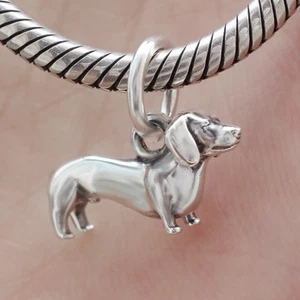 925 Sterling Silver 3D Dachshund Sausage Dog Pendant Charm Pet Dog Lover Gift - Bild 1 von 9