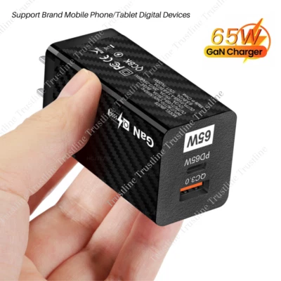 65W GaN USB Type C Fast Wall Charger PD QC3.0 Adapter For MacBook iPhone Samsung - Image 1 of 4