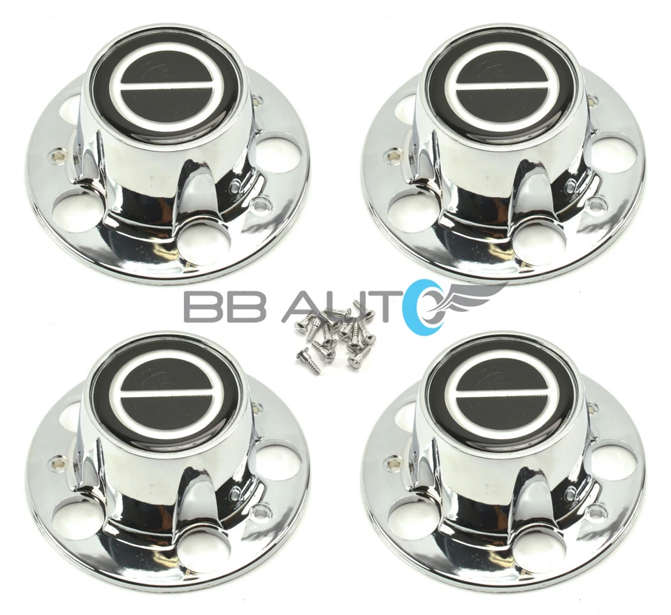 New Chrome Black Wheel Hub Center Caps Set for 84-97 Ranger Explorer Bronco II - Image 1 of 1
