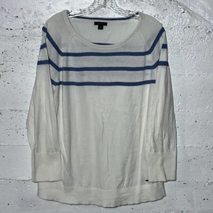 NAUTICA Size XL Womens Top Pullover Knit Soft Sweater Blue White Striped - Picture 1 of 6