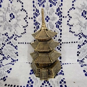 Japanese Pagoda 5” Cast Brass Incense Burner 3 Roofs ~ Made In Japan - Picture 1 of 5