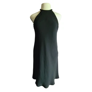 Black Halter Neck Beaded Evening Party Dress Sleeveless Formal - Picture 1 of 8