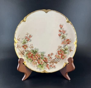 Vintage Haviland France Hand Painted Flowers Leaves-Gold Trim 7.25" Plate - Picture 1 of 4