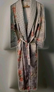 Vintage Oscar de la Renta - Bata de Noche Larga Azul Púrpura Floral Bolsillos XS - Imagen 1 de 10