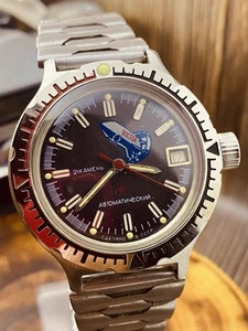 RARO Reloj Pulsera Vostok Anfibio Mecánico Automático Reparado #8088 - Imagen 1 de 24