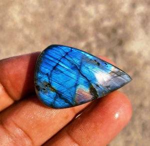 53 Carat Natural Labradorite Multi Fire Pear Cabochon Loose Gemstone - Picture 1 of 6