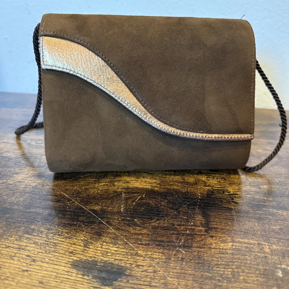 ✨ Cartera de Gamuza Marrón Saks Fifth Avenue De Colección - Años 80 Nuevo Stock Antiguo - ¡Hallazgo Raro! Foto 1 de 4