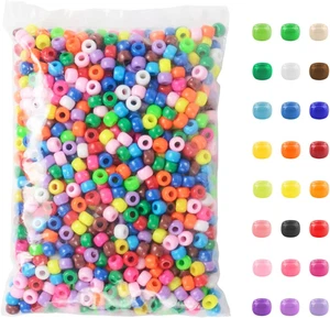 1200 Pcs Plastic Pony Beads for Bracelet Making, Multi-Colored Beads for Hair Br - Picture 1 of 12