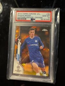 Mason Mount 2019-20 Topps UCL Orange Sapphire /50 Rookie Card RC PSA 10 Man U 30 - Picture 1 of 2