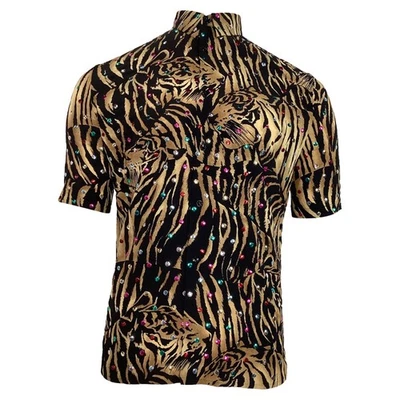 Saint Laurent Tiger Print Embellished Shirt In Silk Men Multicolor Size 50 - Image 1 of 4